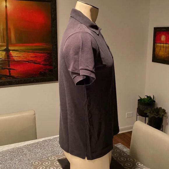 Lacoste 4/Medium Black Polo Short Sleeve Logo Embroidered Button Up - Picture 3 of 6